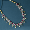 CZ Ruby Short Necklace Set