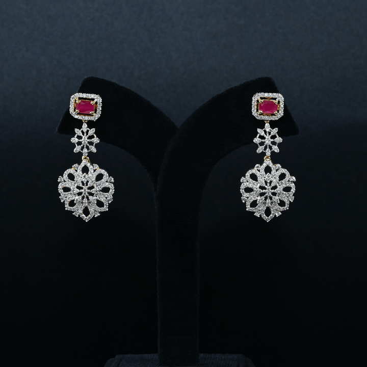 CZ Ruby Short Necklace Set