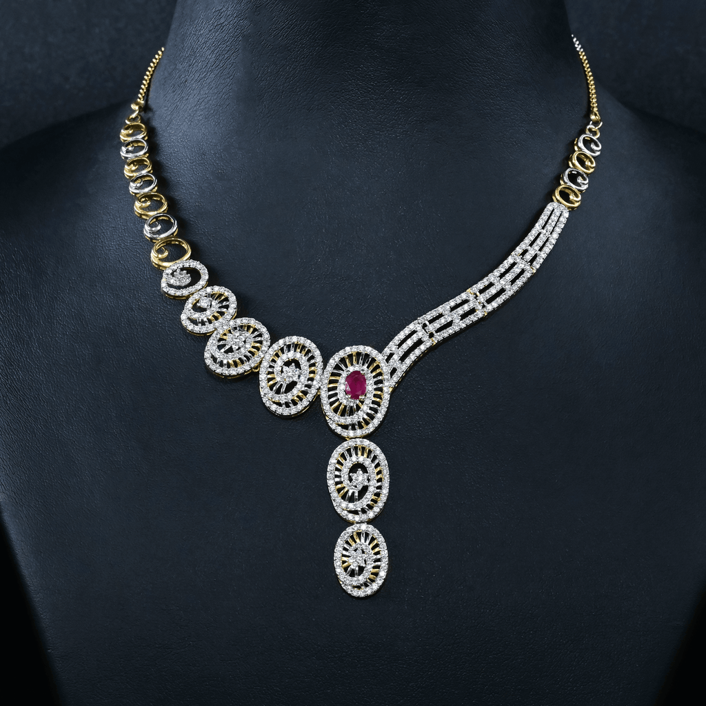 CZ Ruby Short Necklace Set