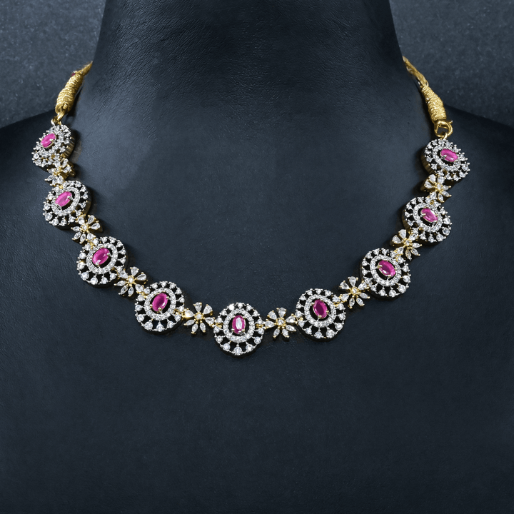 CZ Ruby Short Necklace Set