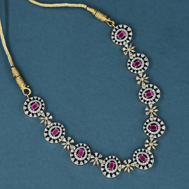 CZ Ruby Short Necklace Set