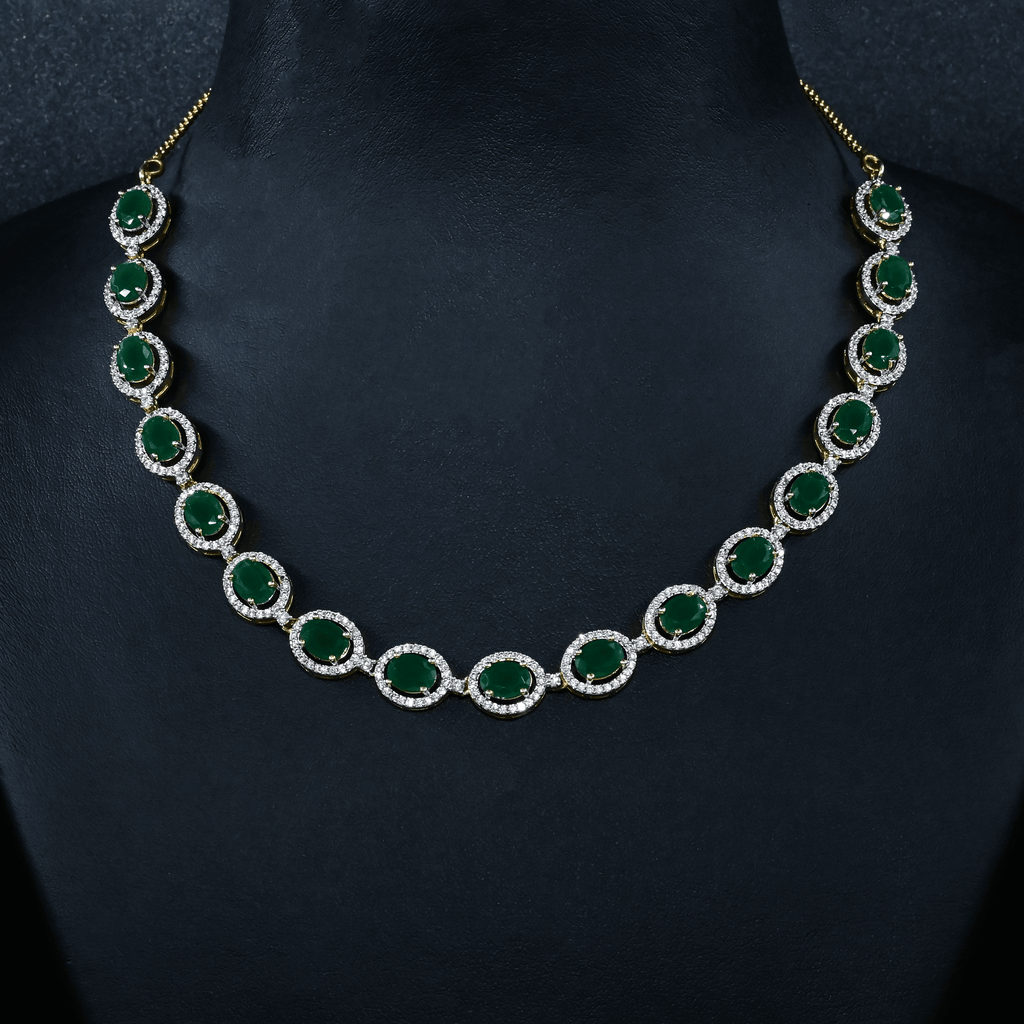 CZ Emerald Short Necklace Set