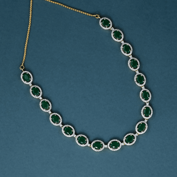 CZ Emerald Short Necklace Set