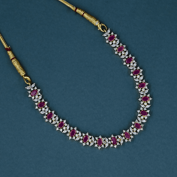 CZ Ruby Short Necklace Set