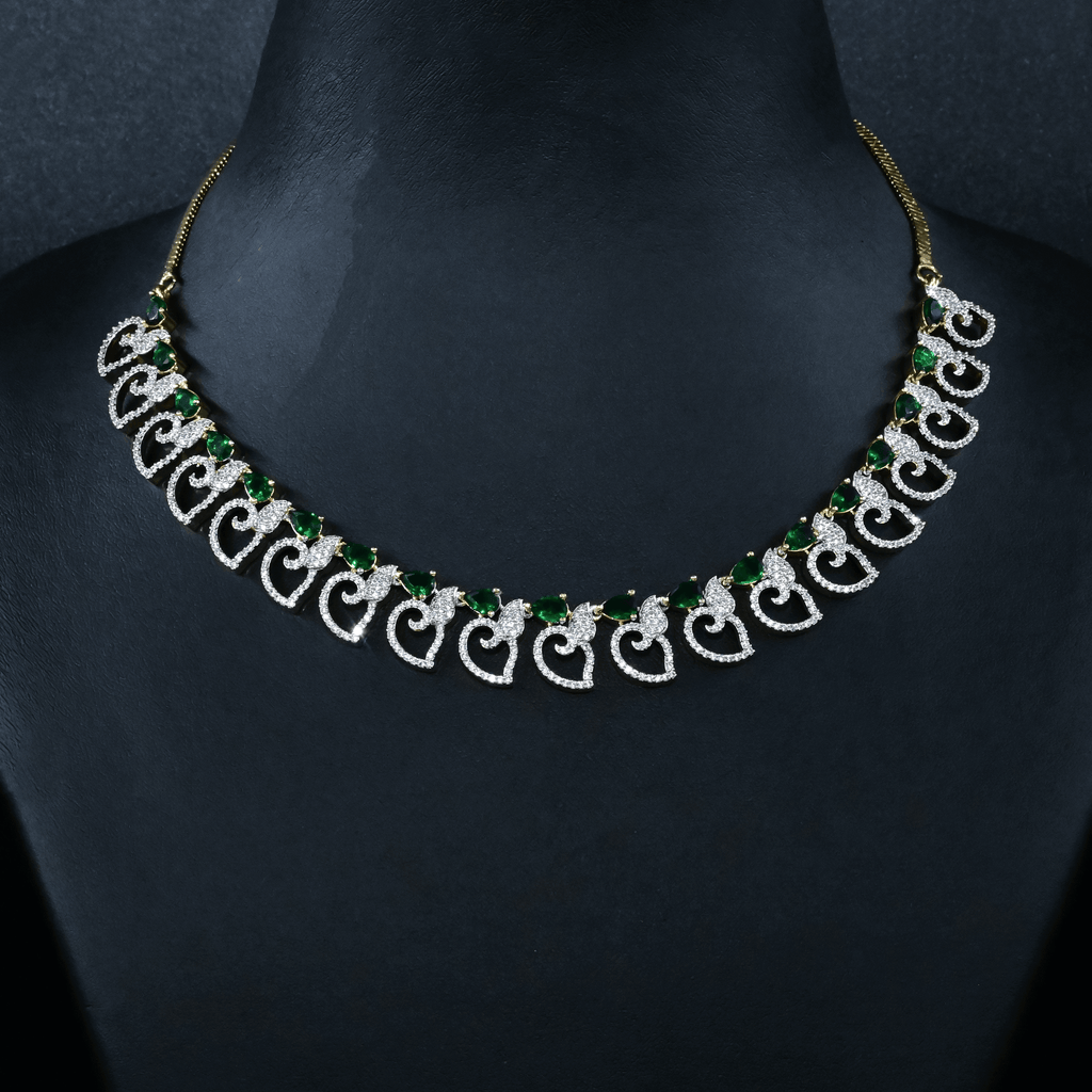 CZ Emerald Short Necklace Set