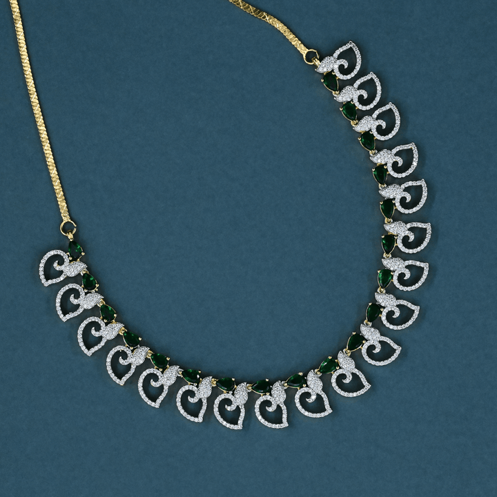 CZ Emerald Short Necklace Set