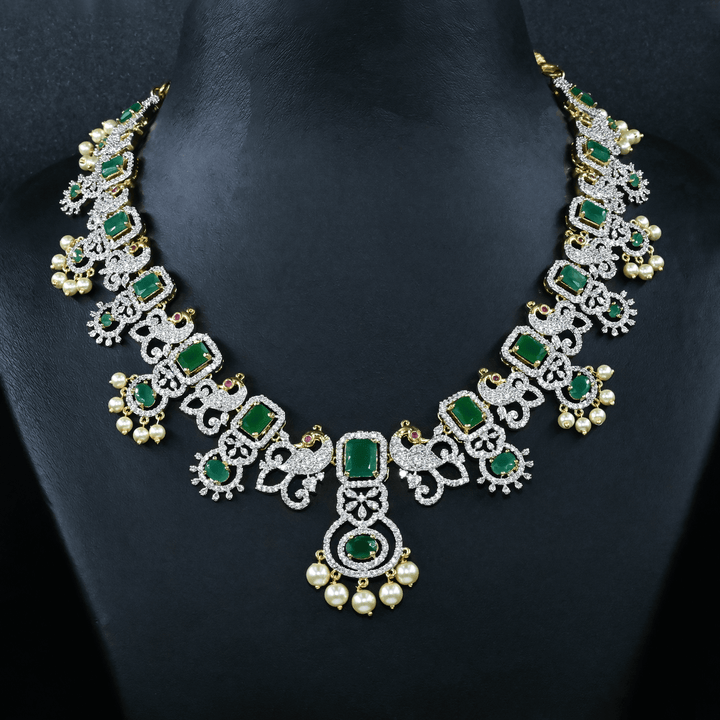 CZ Emerald Heavy Necklace Set