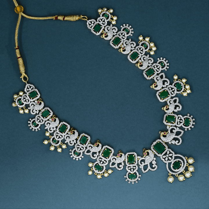 CZ Emerald Heavy Necklace Set