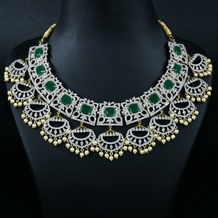 CZ Emerald Heavy Necklace Set