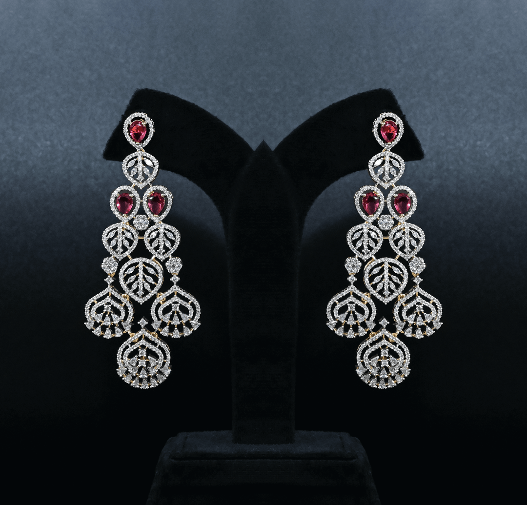 CZ Ruby Heavy Necklace Set