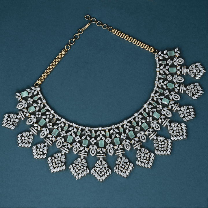 CZ Mint Heavy Necklace Set