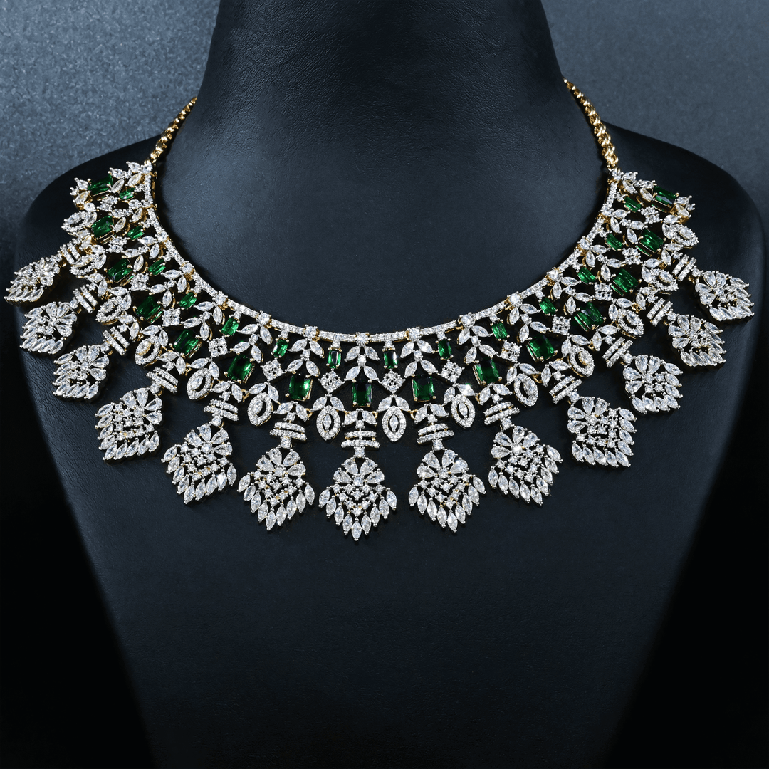 CZ Emerald Heavy Necklace Set