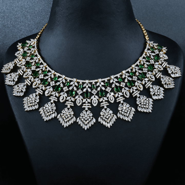 CZ Emerald Heavy Necklace Set