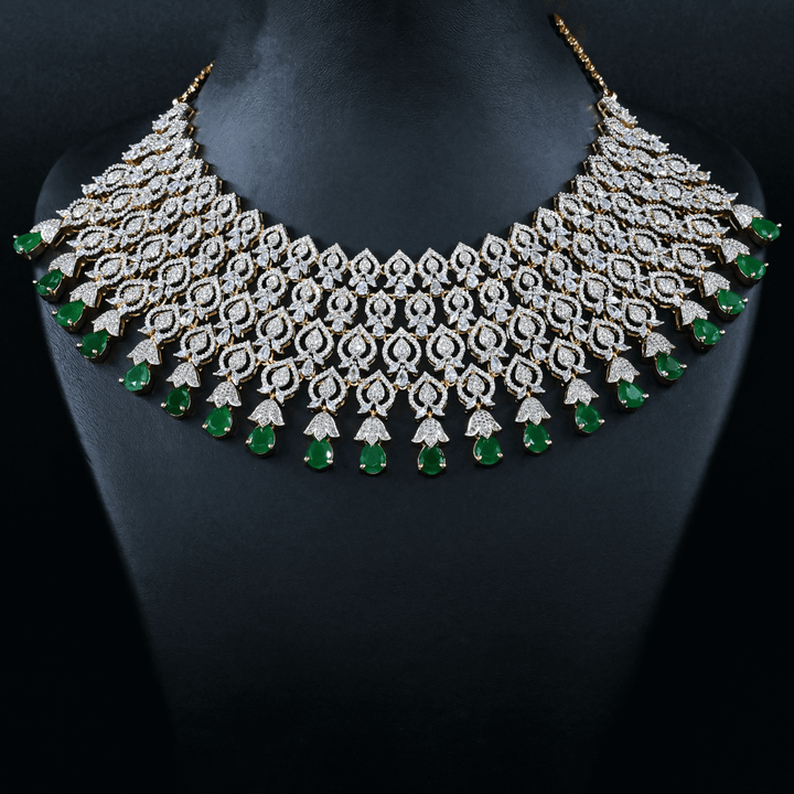 CZ Emerald Heavy Necklace Set