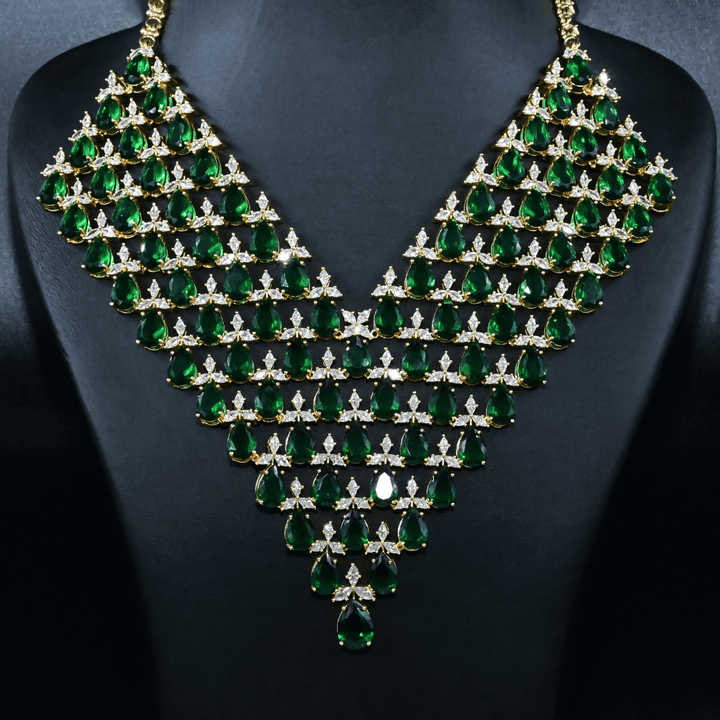 CZ Emerald Heavy Necklace Set