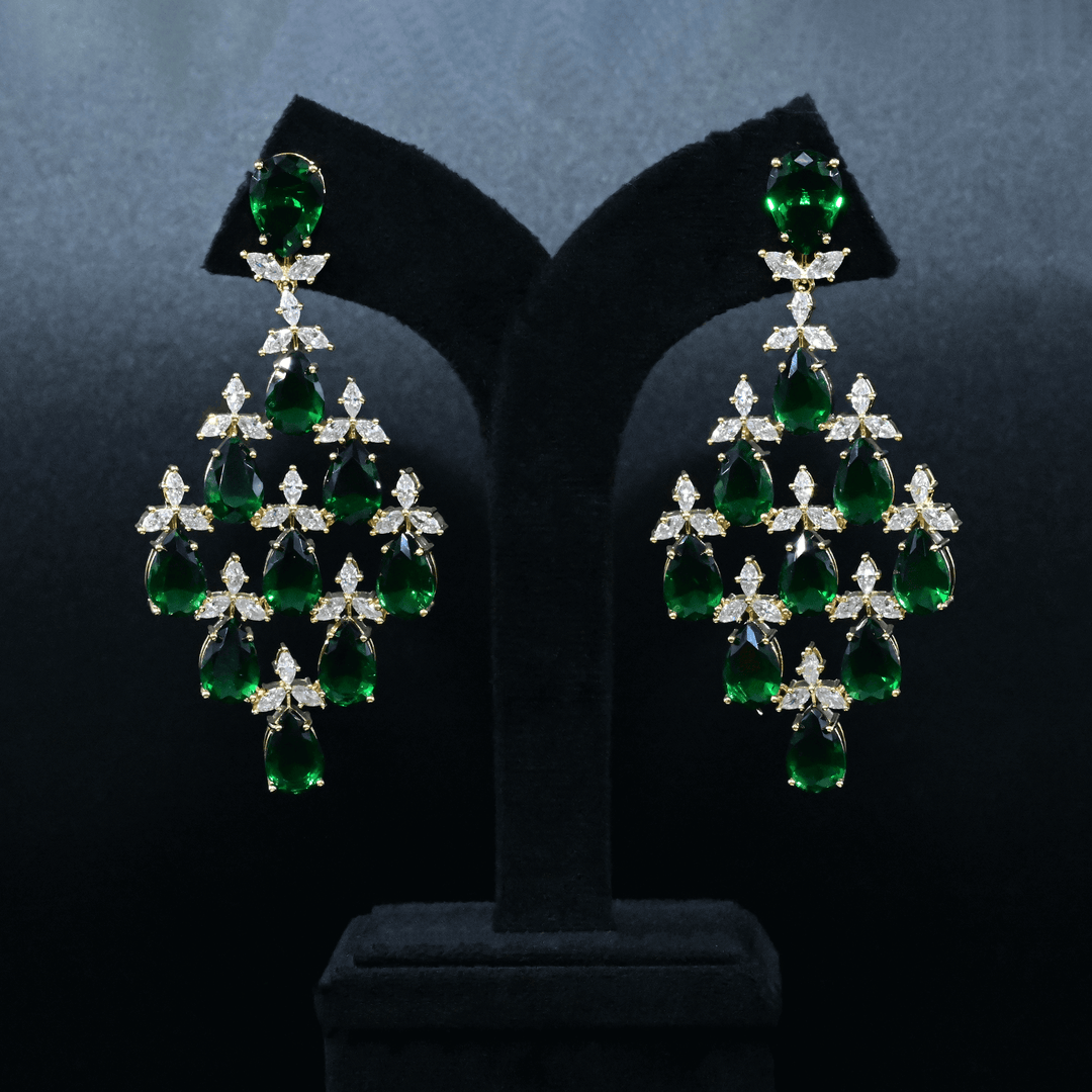 CZ Emerald Heavy Necklace Set