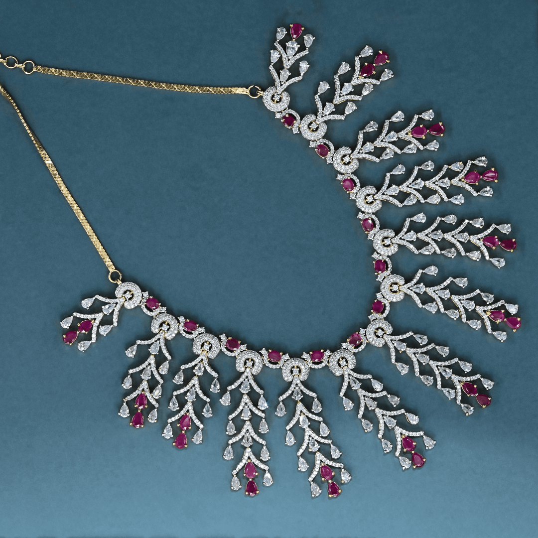 CZ Pink Heavy Necklace Set