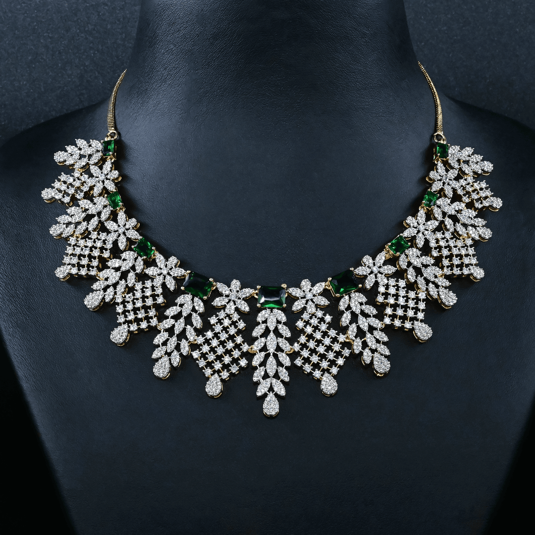 CZ Emerald Short Necklace Set