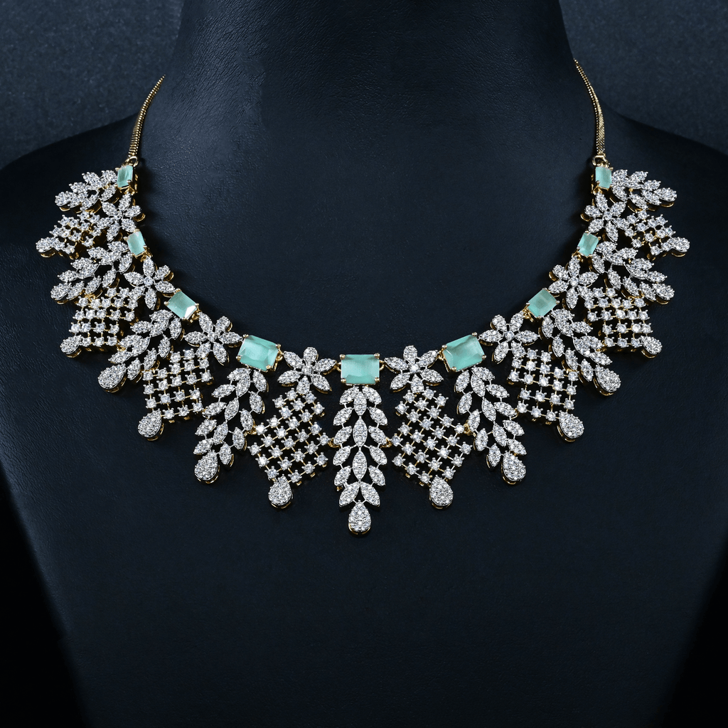 CZ Mint Short Necklace Set