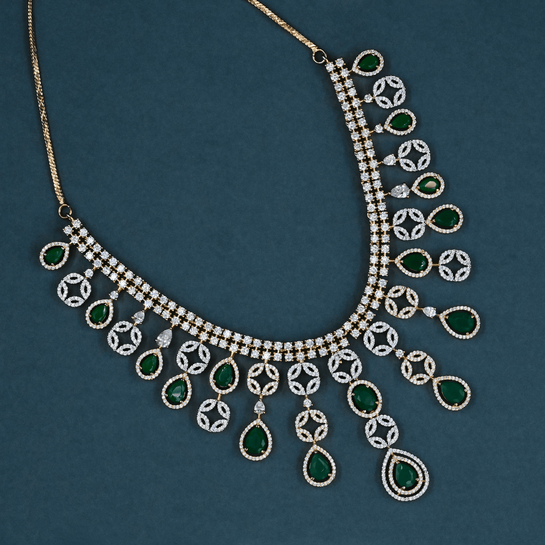 CZ Emerald Short Necklace Set