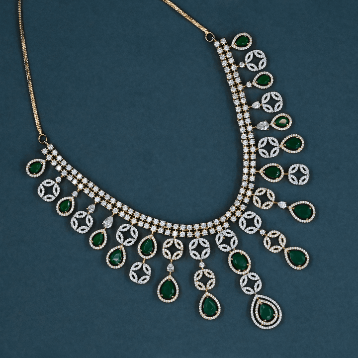 CZ Emerald Short Necklace Set