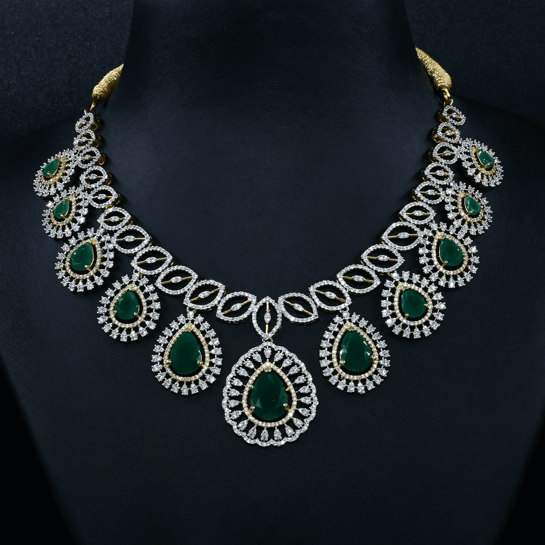 CZ Emerald Short Necklace Set