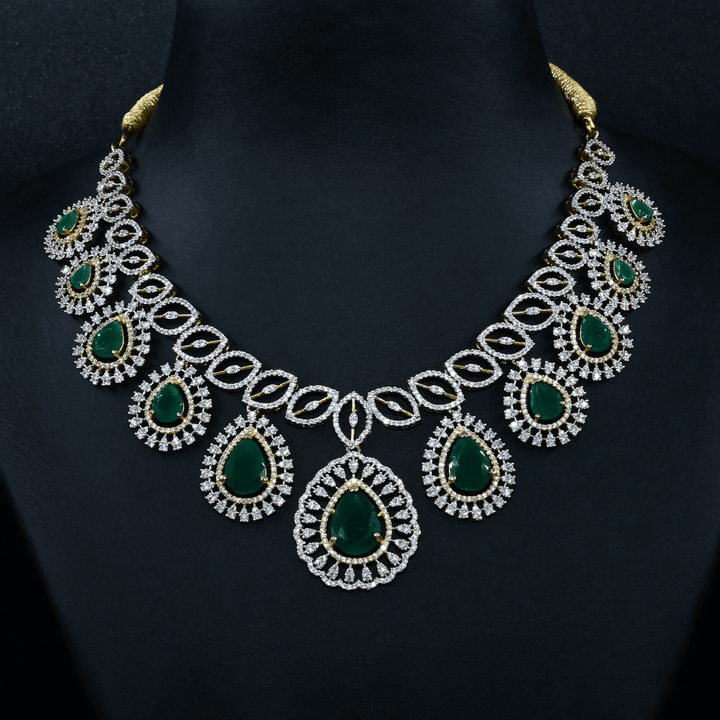 CZ Emerald Short Necklace Set