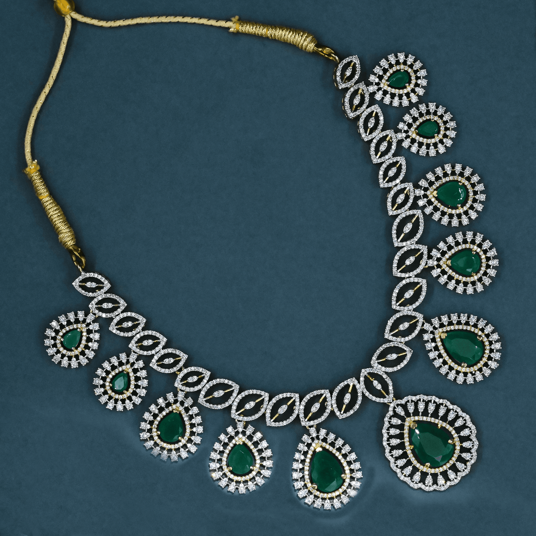 CZ Emerald Short Necklace Set