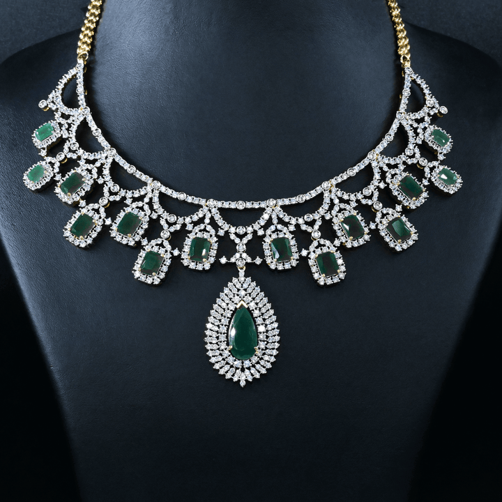 CZ Emerald Heavy Necklace Set