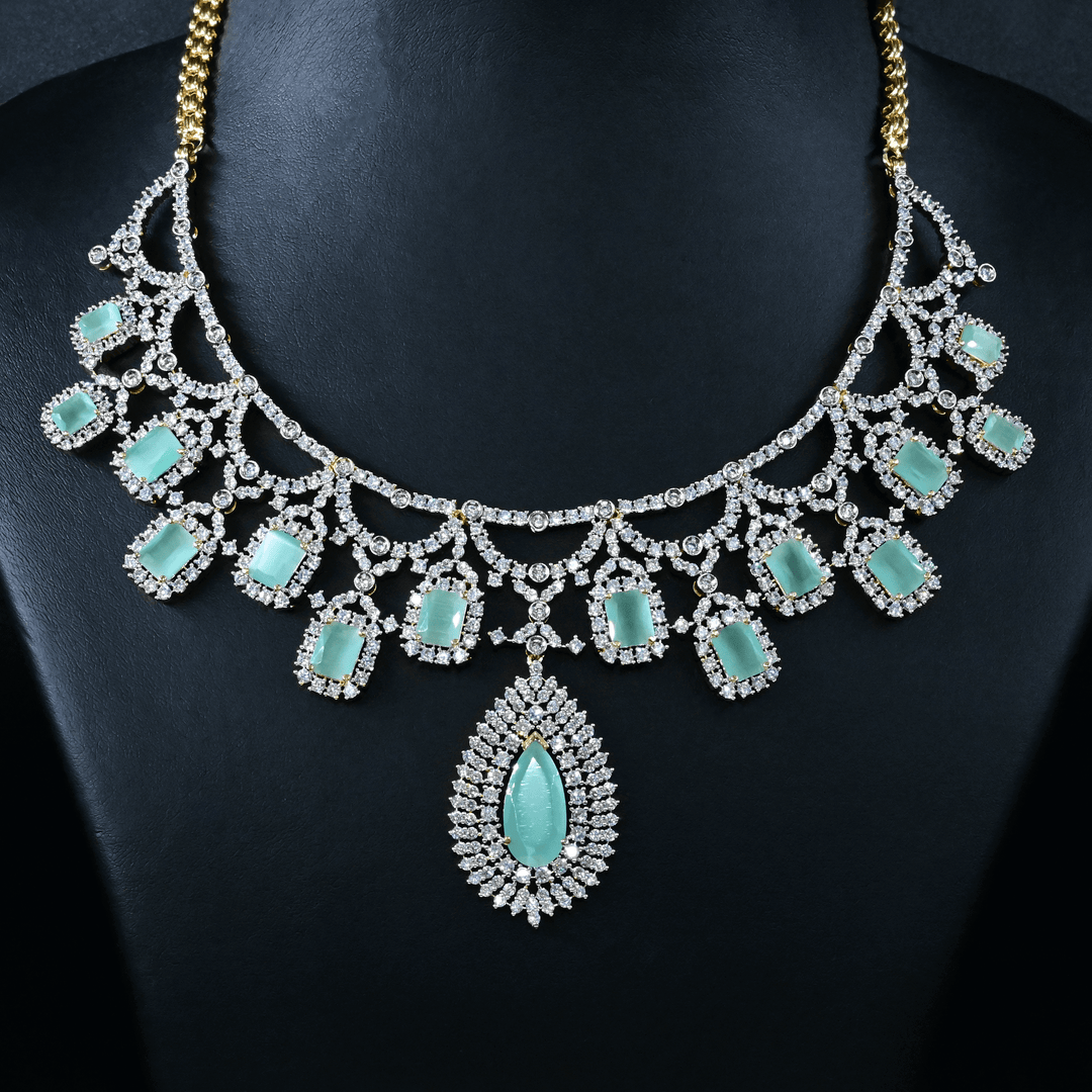 CZ Mint Heavy Necklace Set