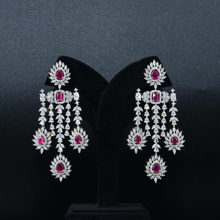 CZ Ruby Heavy Necklace Set