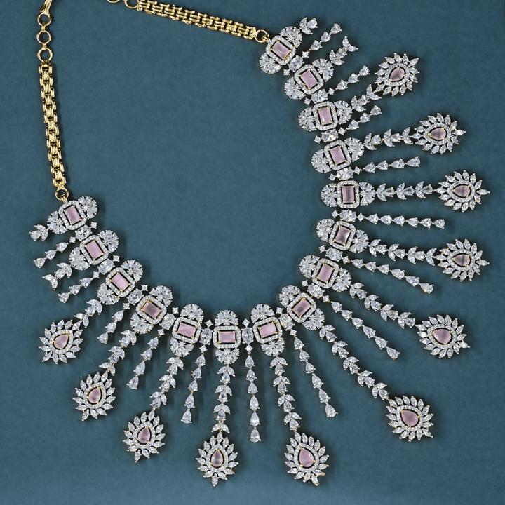 CZ Baby Pink Heavy Necklace Set