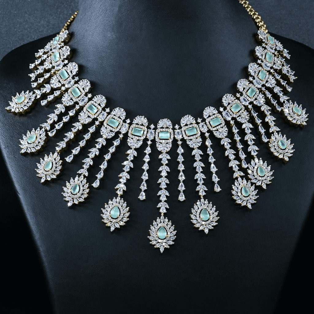 CZ Mint Heavy Necklace Set