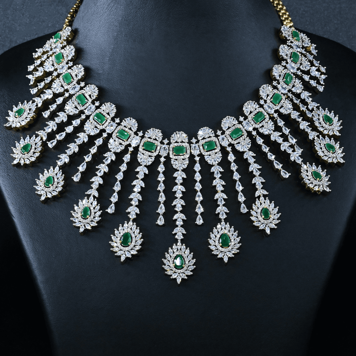 CZ Emerald Heavy Necklace Set