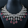 CZ Ruby Heavy Necklace Set