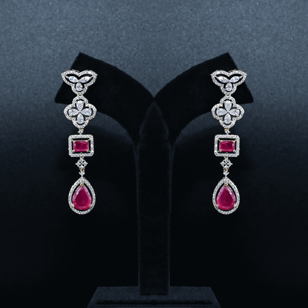 CZ Ruby Heavy Necklace Set