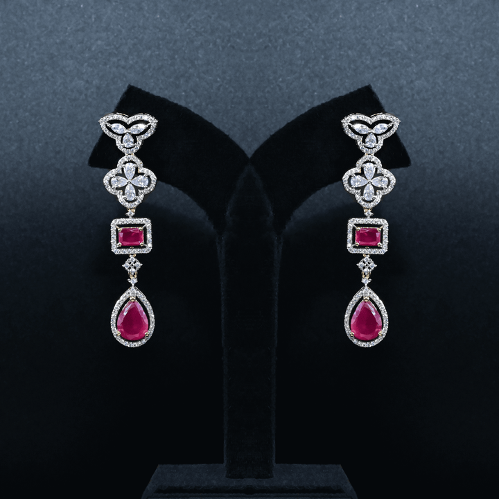 CZ Ruby Heavy Necklace Set