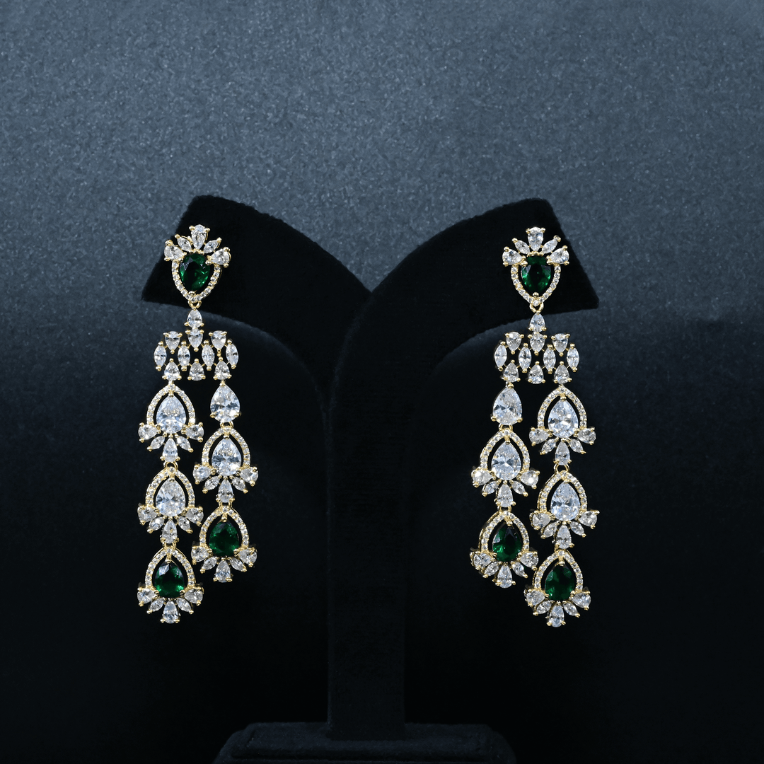 CZ  Emerald Heavy Necklace Set