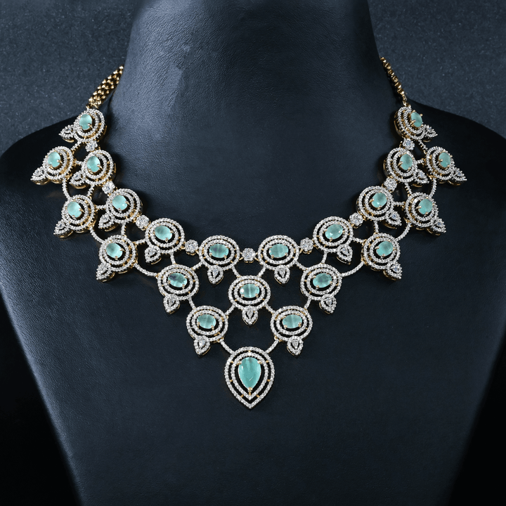 CZ Mint Heavy Necklace Set