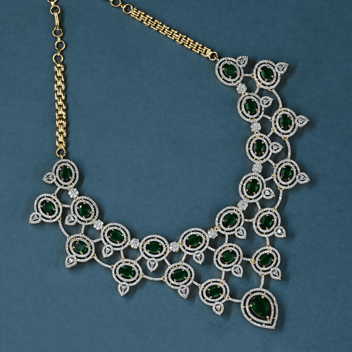 CZ Emerald Heavy Necklace Set