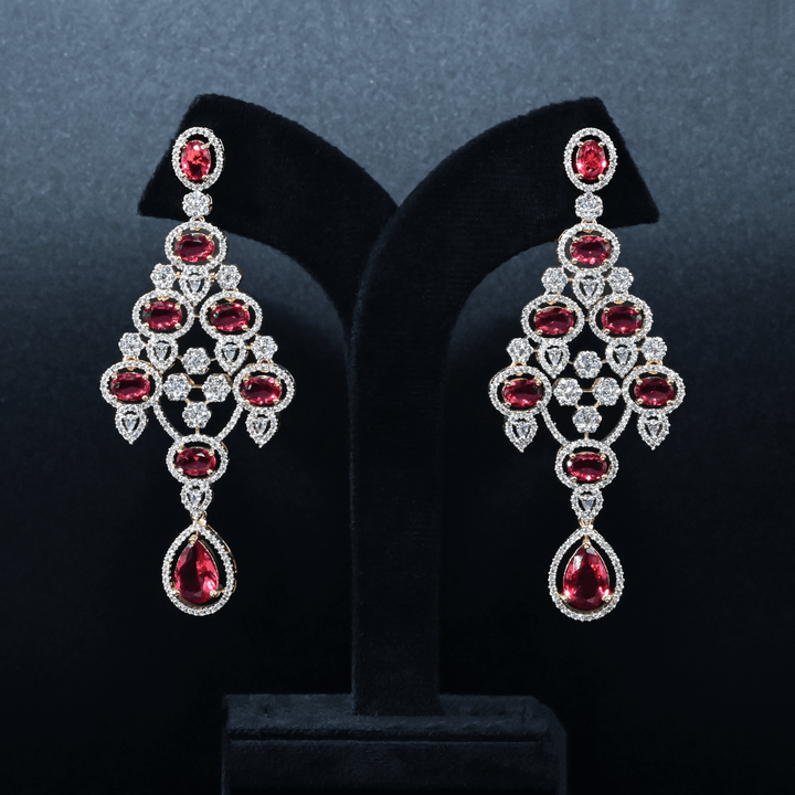 CZ Ruby Heavy Necklace Set