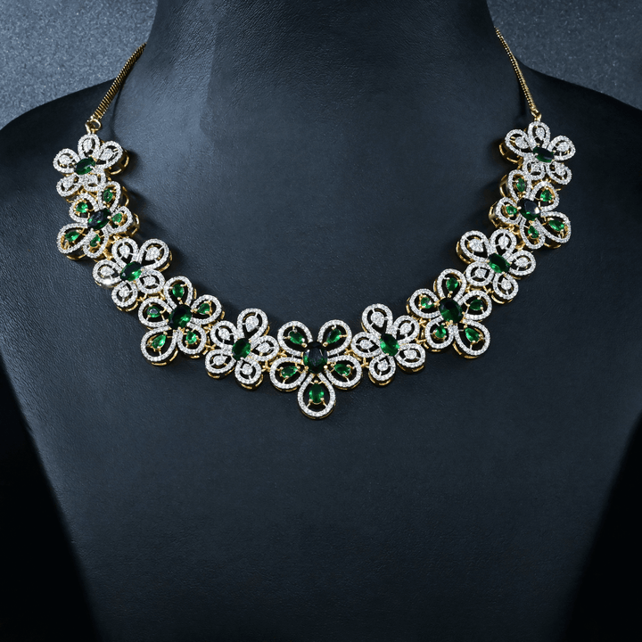 CZ Emerald Short Necklace Set