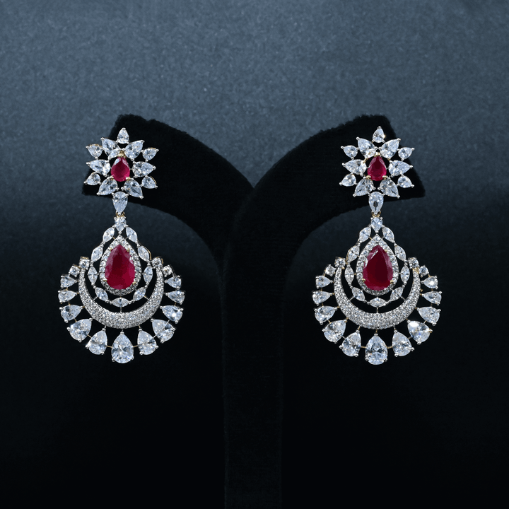 CZ Ruby Heavy Necklace Set