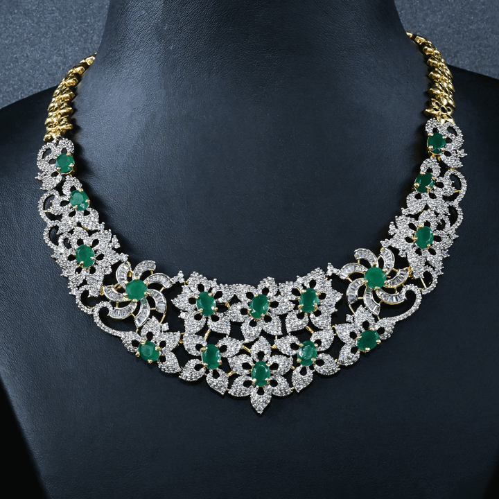 CZ Emerald Short Necklace Set