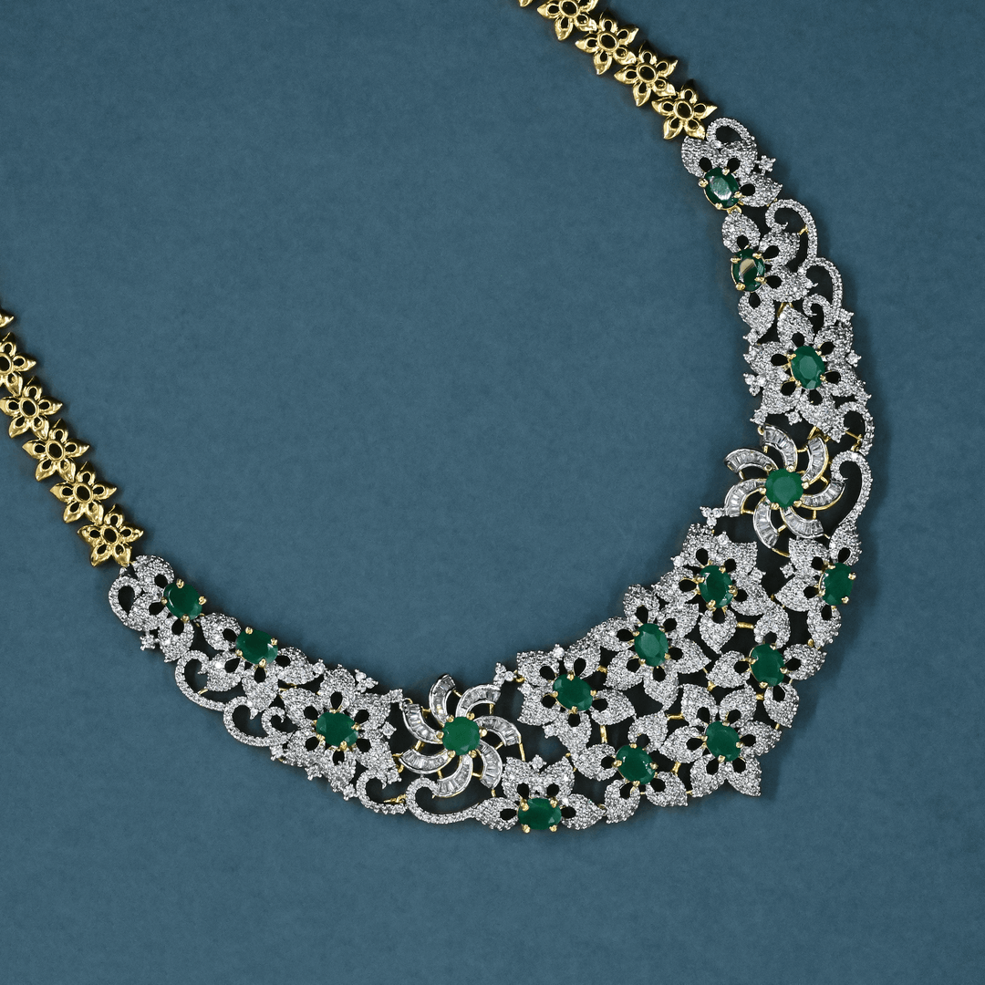 CZ Emerald Short Necklace Set