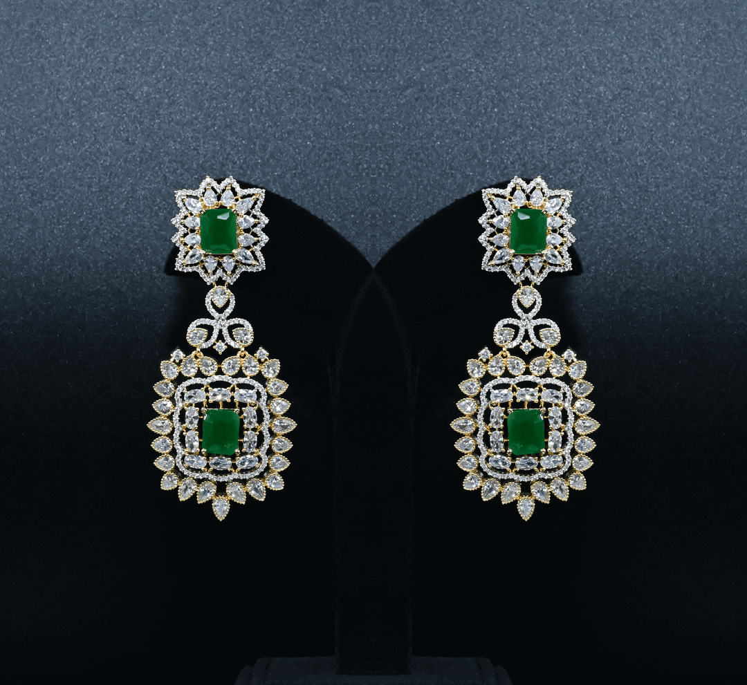 CZ Emerald Heavy Necklace Set