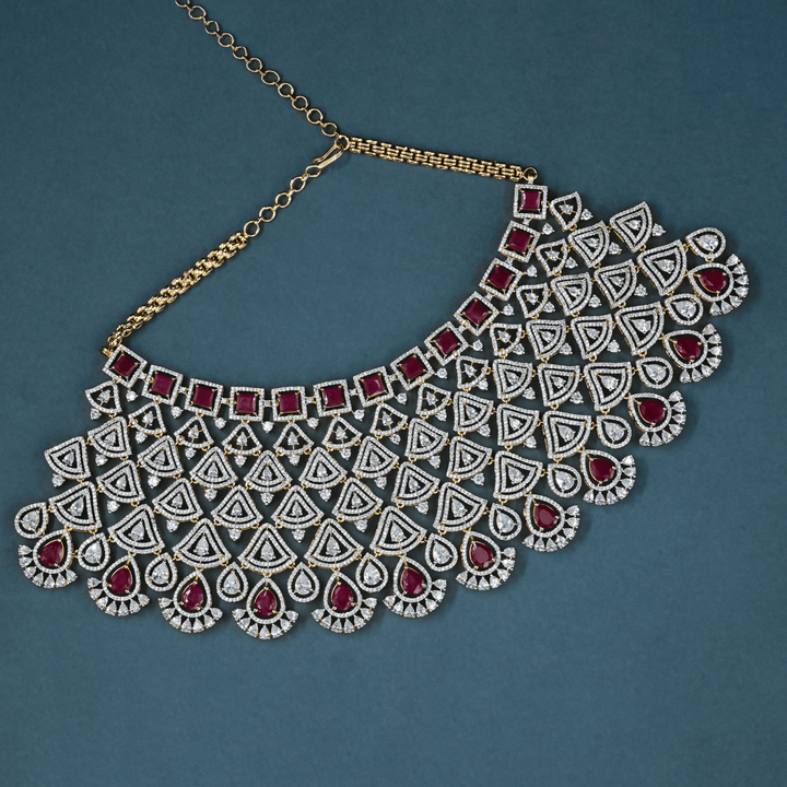 CZ Ruby Heavy Choker Set