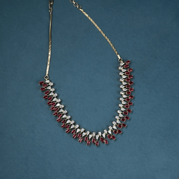 CZ Ruby Short Necklace Set