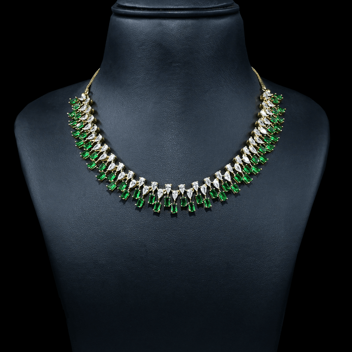 CZ Emerald Short Necklace Set