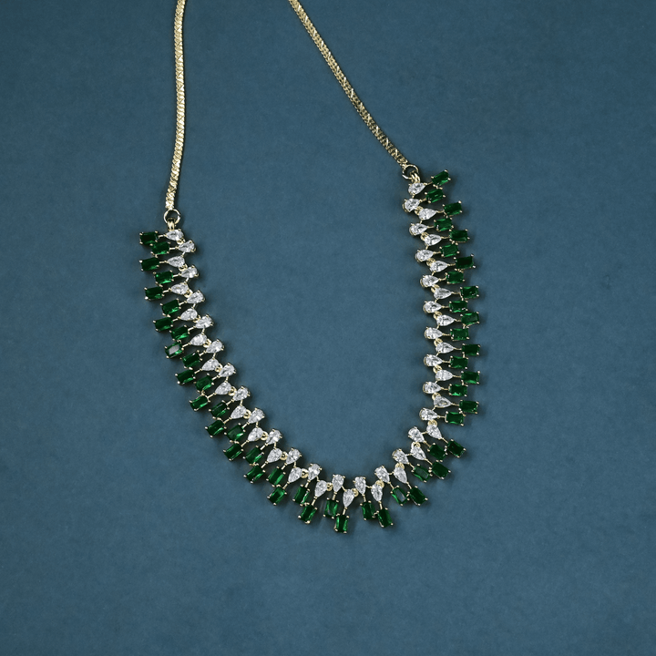 CZ Emerald Short Necklace Set